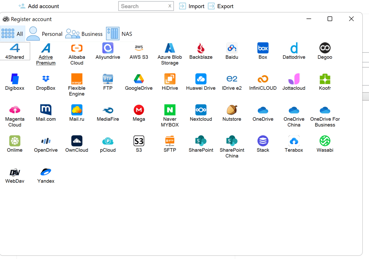 Air Explorer Pro supports a host of online storage services.