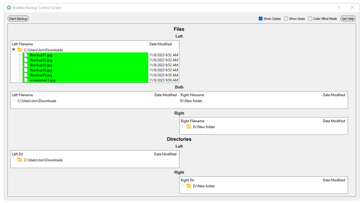 Buddha Backup control job