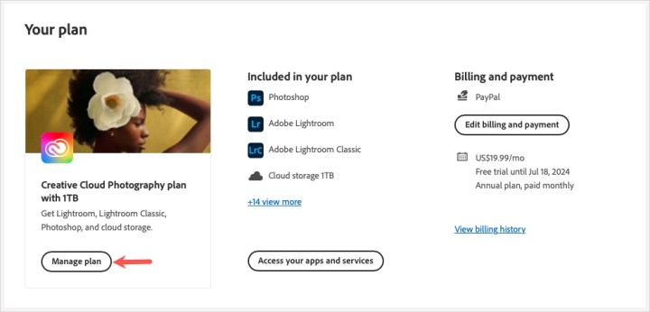 Managing your Adobe Plan