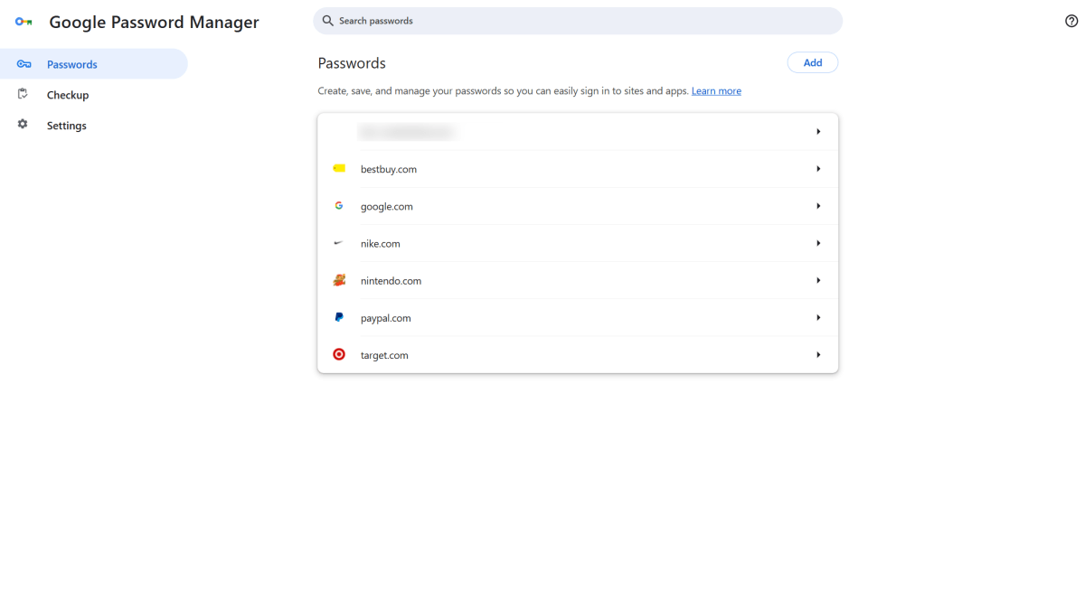 Google Password Manager within Chrome