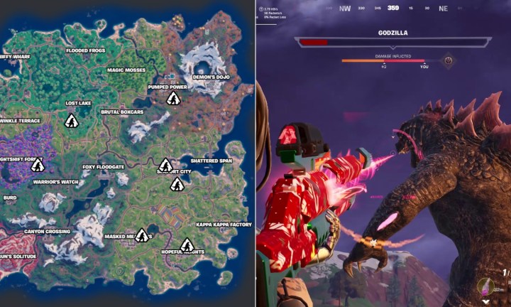 Godzilla Spawn points in Fortnite