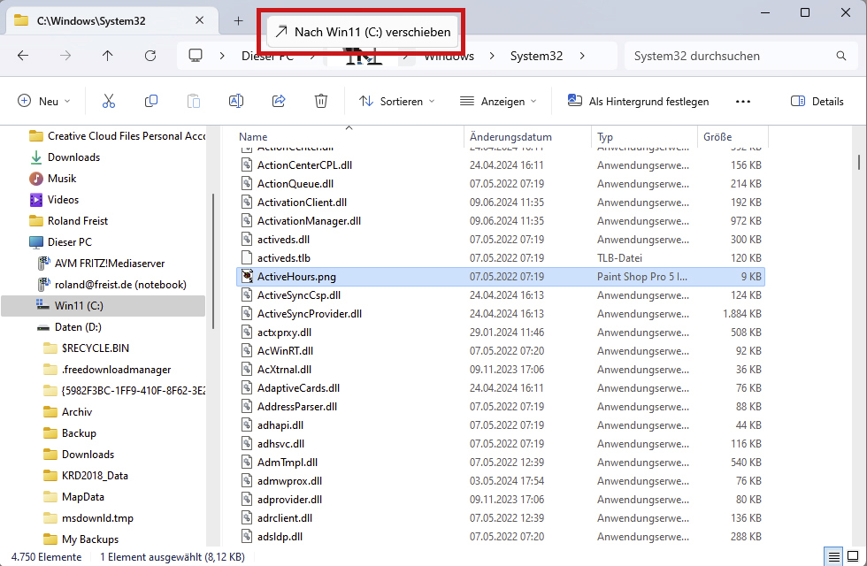 Moving Files in Windows 11 Explorer