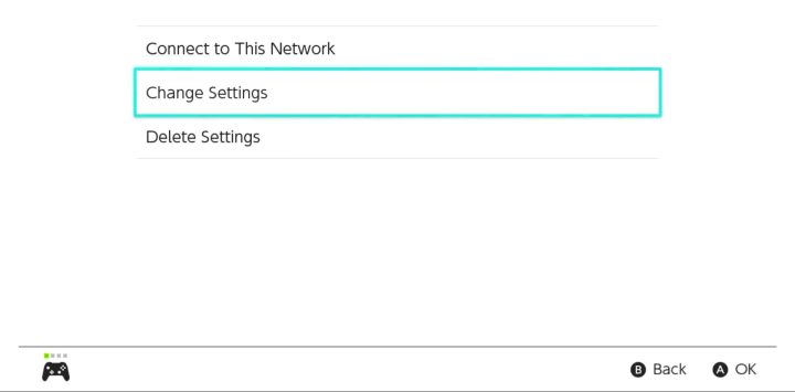 The Switch internet settings.