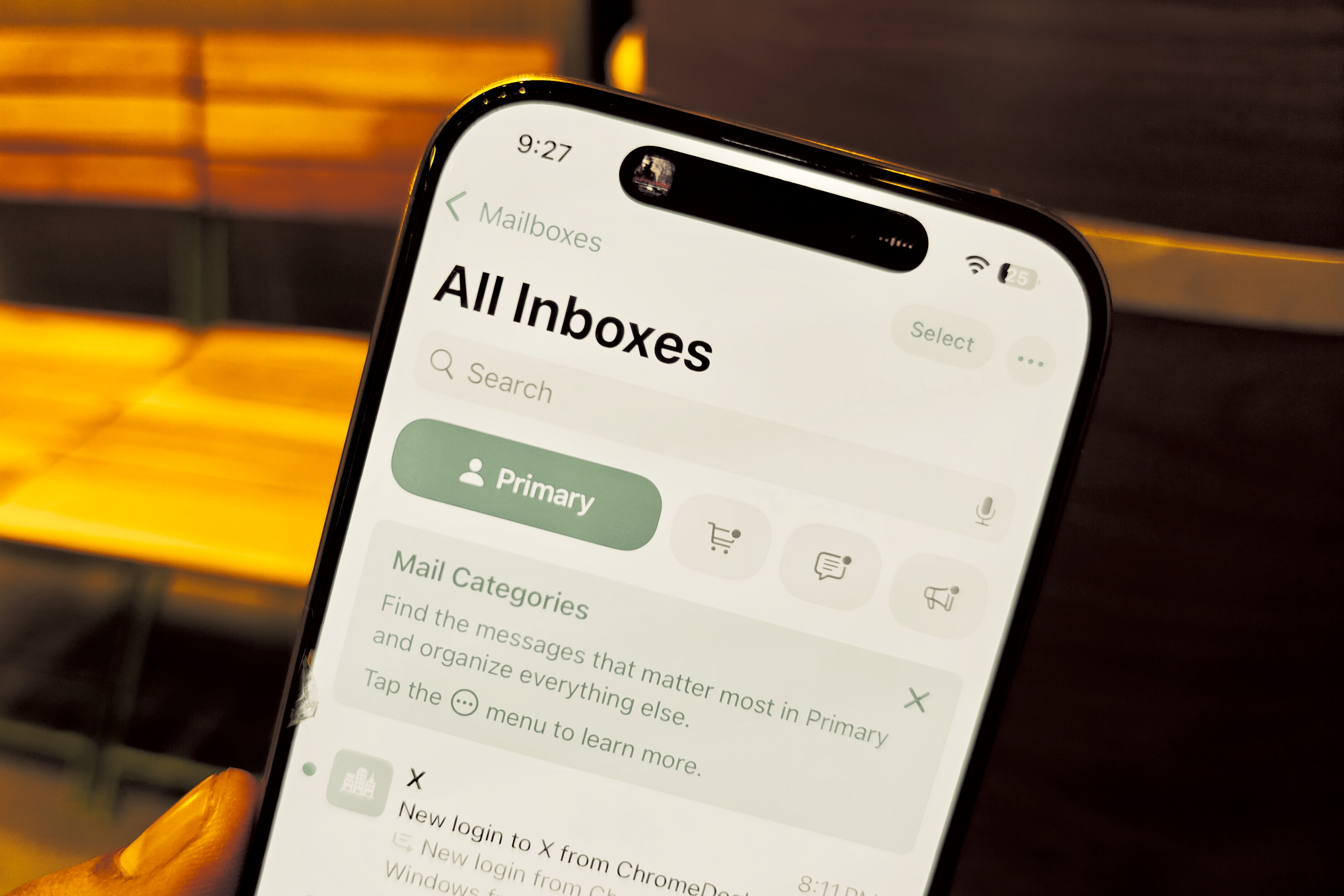 Categories in Apple Mail app.