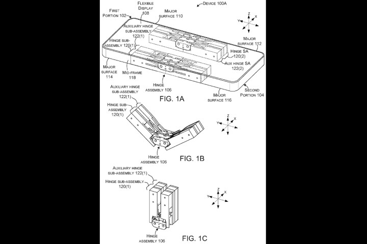 A Microsoft patent drawing showing a type of hinge design.