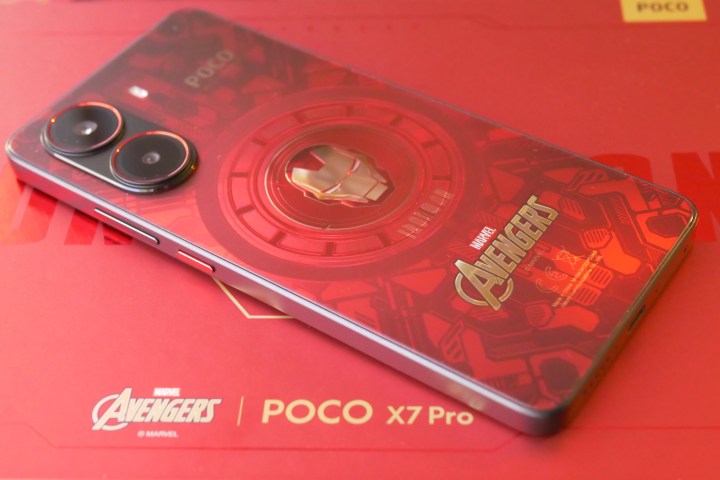 The back of the Poco X7 Pro - Iron Man Edition.