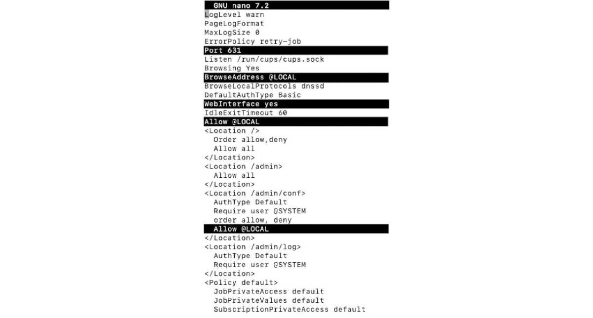 Configuring the Cups Configuration File