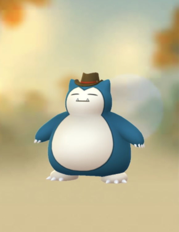 Snorlax in a cowboy hat in Pokémon Go