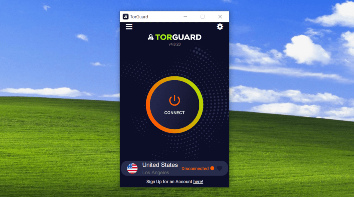 TorGuard VPN homescreen