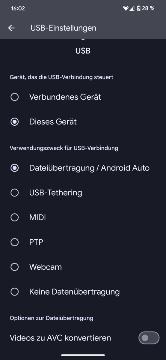 Activating USB Data Transfer on Android