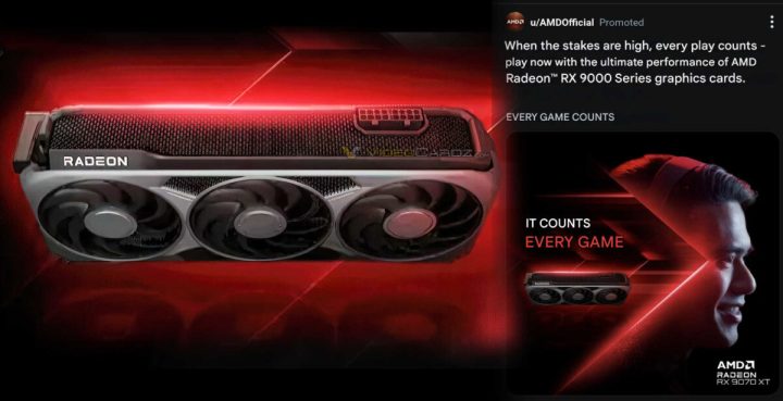 An ad for the AMD RX 9070 XT.