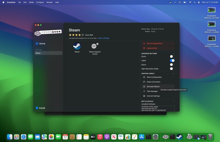 CrossOver on macOS.