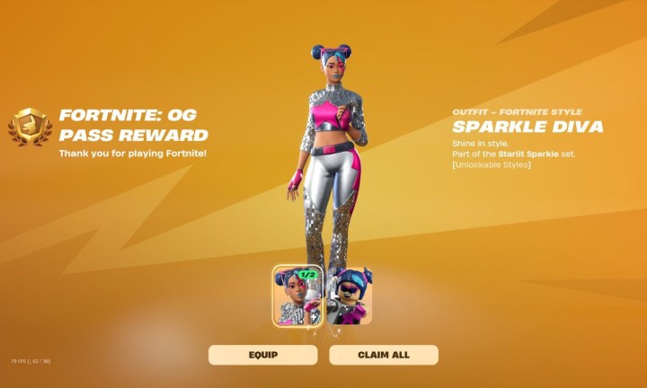 alt: Fortnite Sparkle Diva skin in the OG Pass