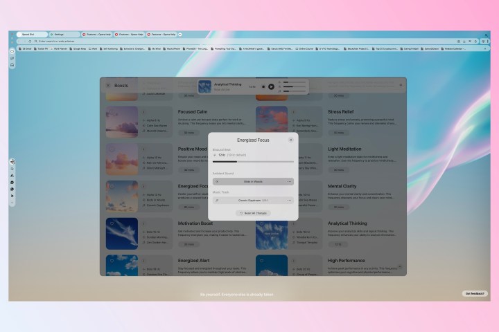 Opera Air's soundscapes feature lets you customize your listening experience.