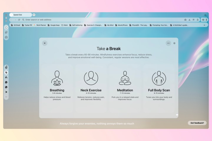 Opera Air provides a timer and audio instructions for each exercise.