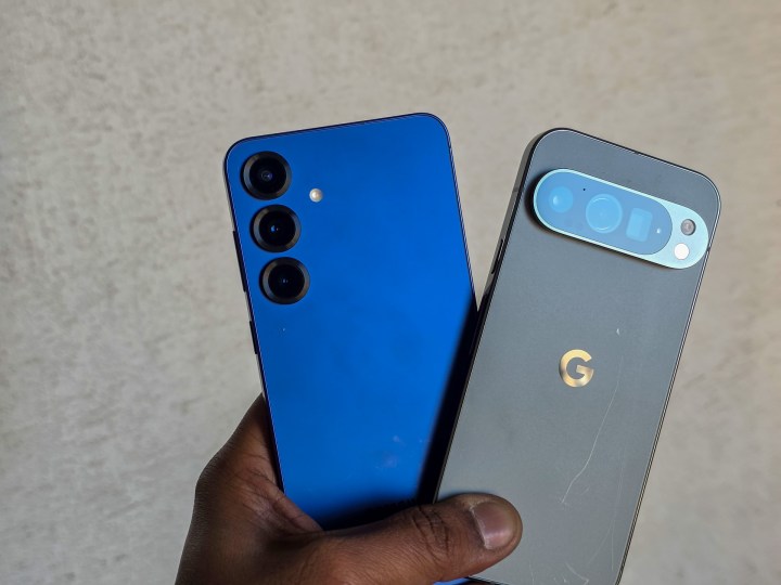 The Galaxy S25 Plus and Pixel 9 Pro side by side