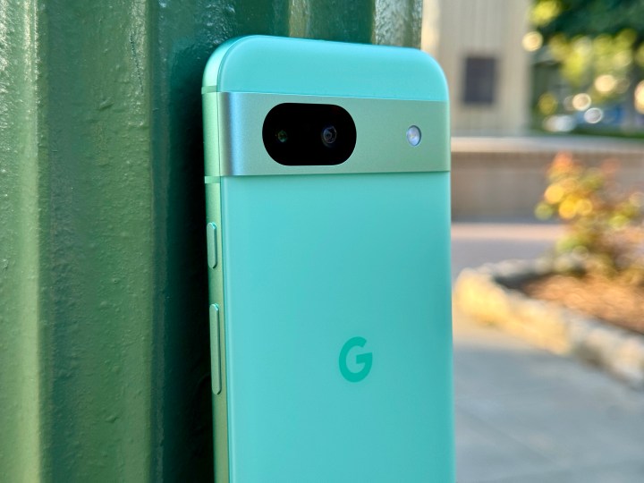 Alt text: Google Pixel 8a in Aloe green color.