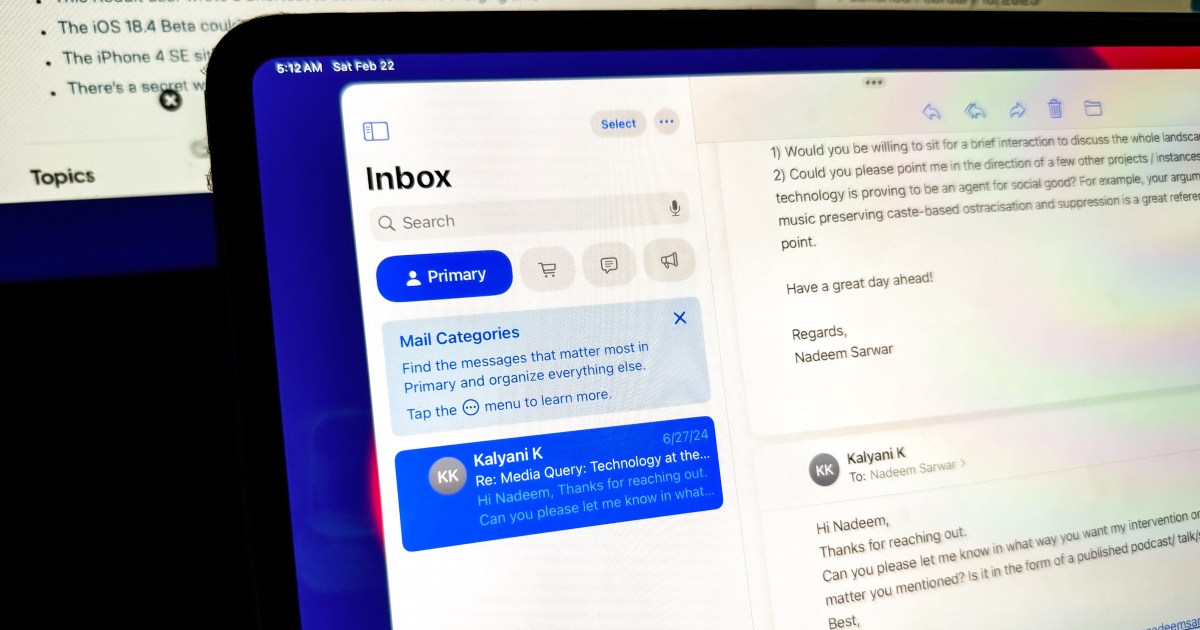 Apple Brings Redesigned Mail App to Macs and iPads with macOS 15.4 and iPadOS 18.4 Beta