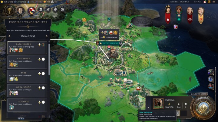 Establishing a trade route in Civilization 7.