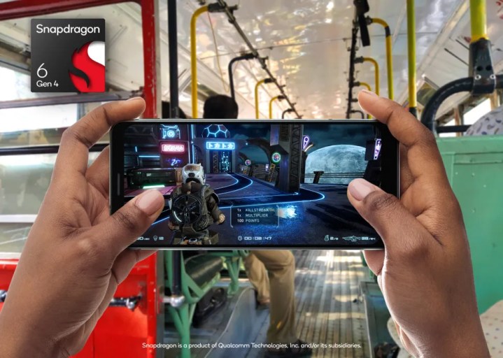 A promotional image for the Snapdragon 6 Gen 4 chip.