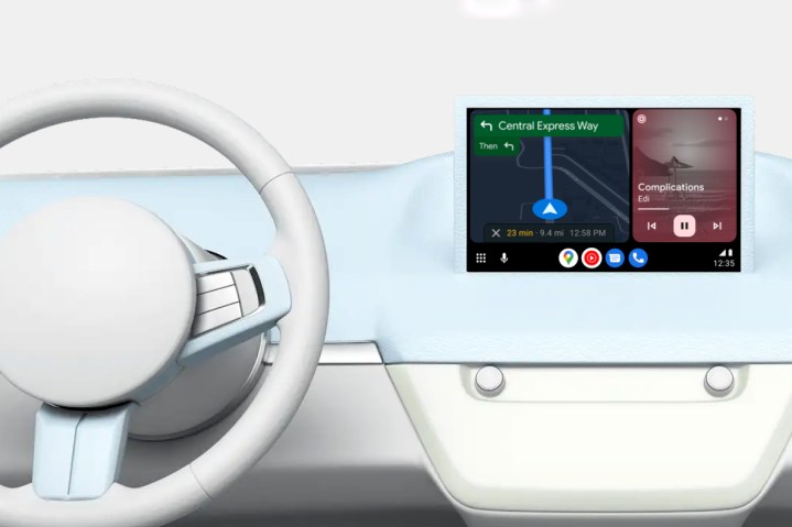 A render of Android Auto running in a car.