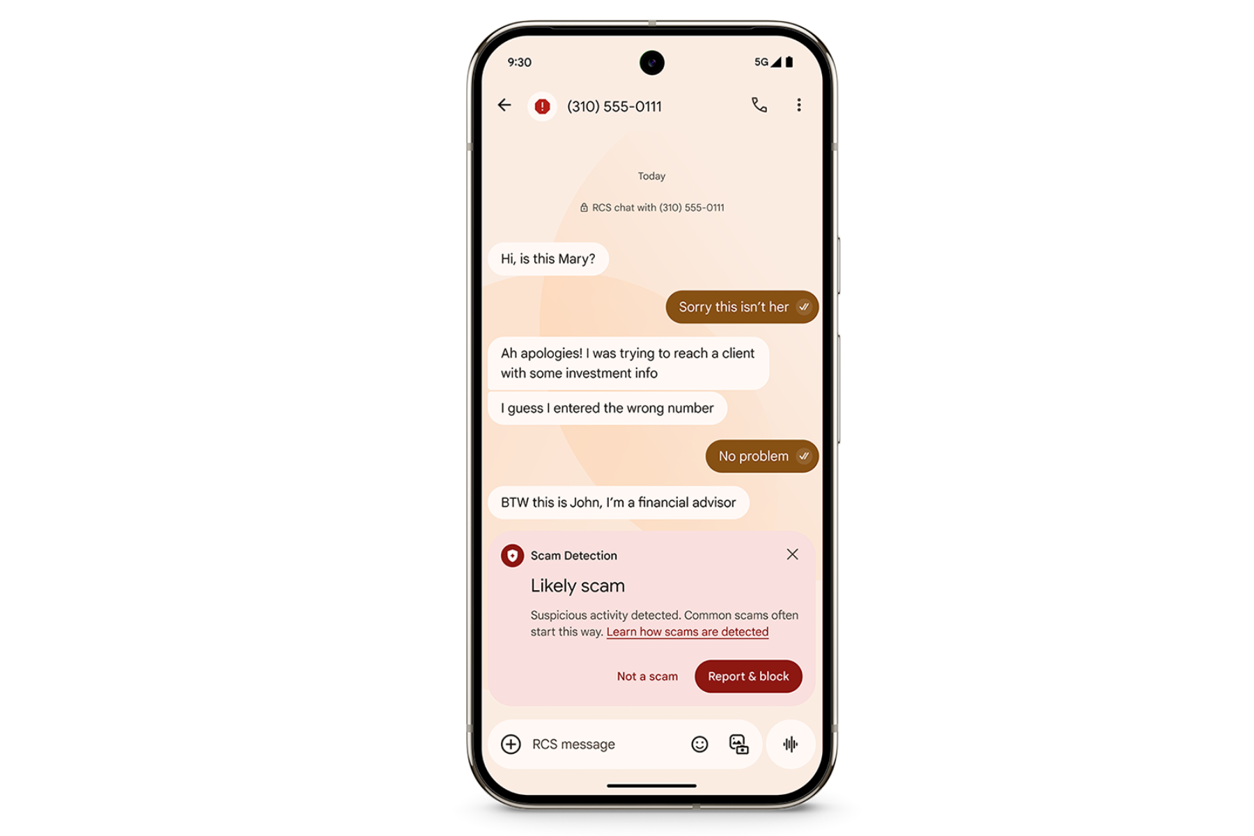 Scam Detection for Messages.