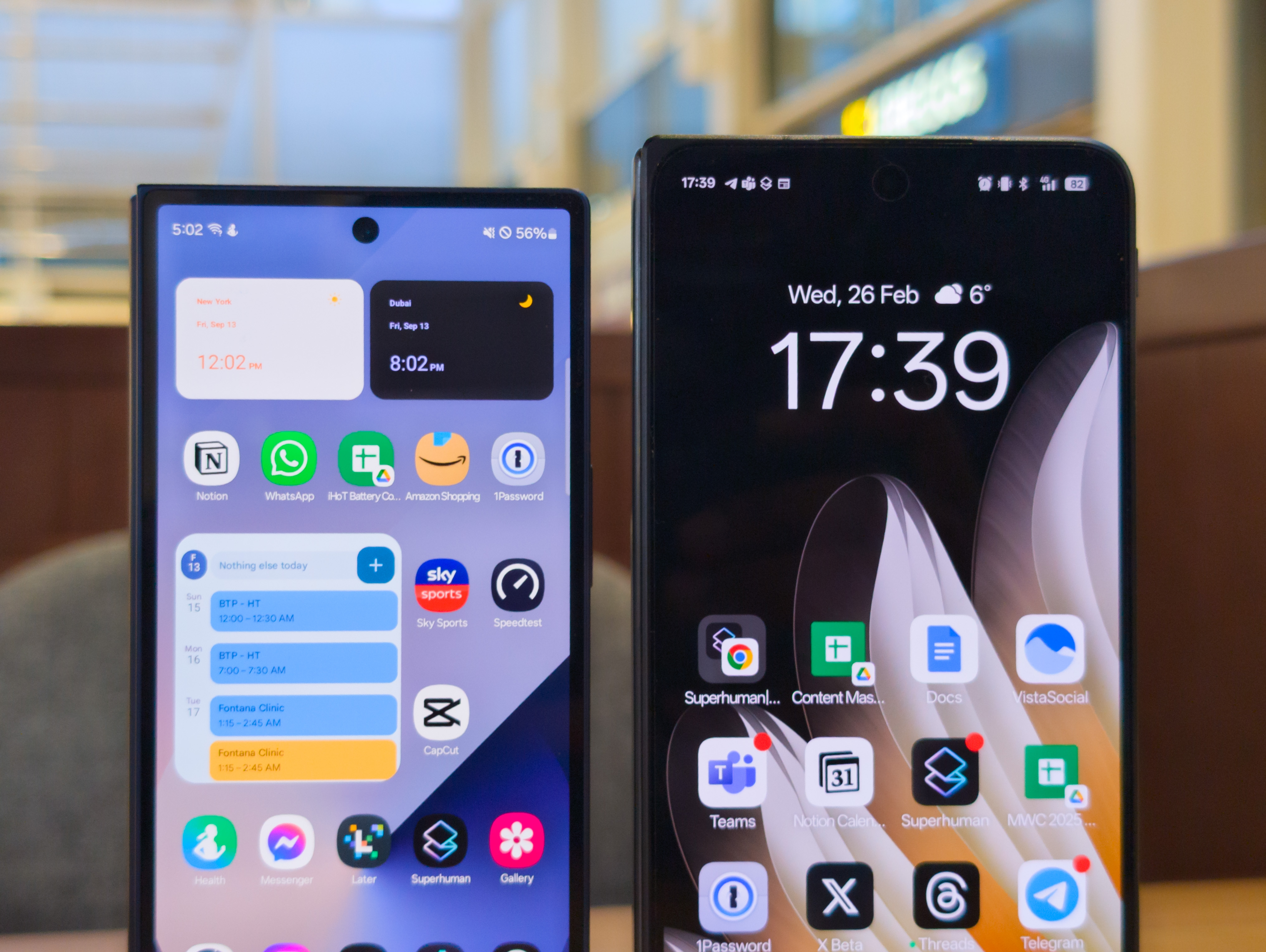 Oppo Find N5 and Galaxy Z Fold 6 front displays