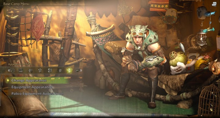 The appearance menu in Monster Hunter Wilds.