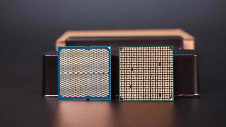 Two CPUs side by side; one a real Ryzen 7 9800X3D, one a fake.