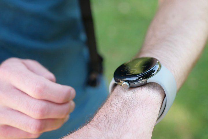 The Google Pixel Watch 3 on someone