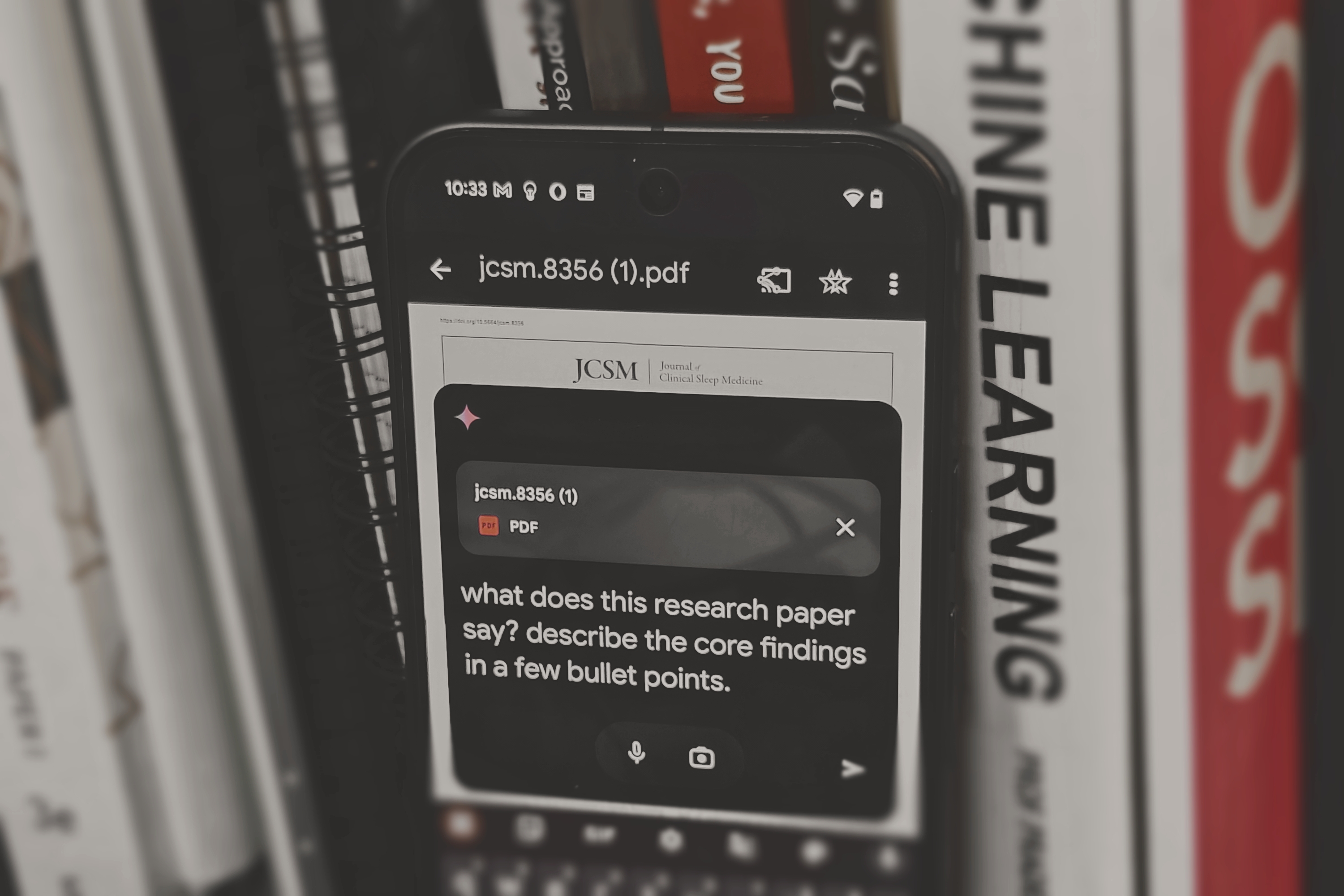 Gemini processing a PDF in the Files by Google app.