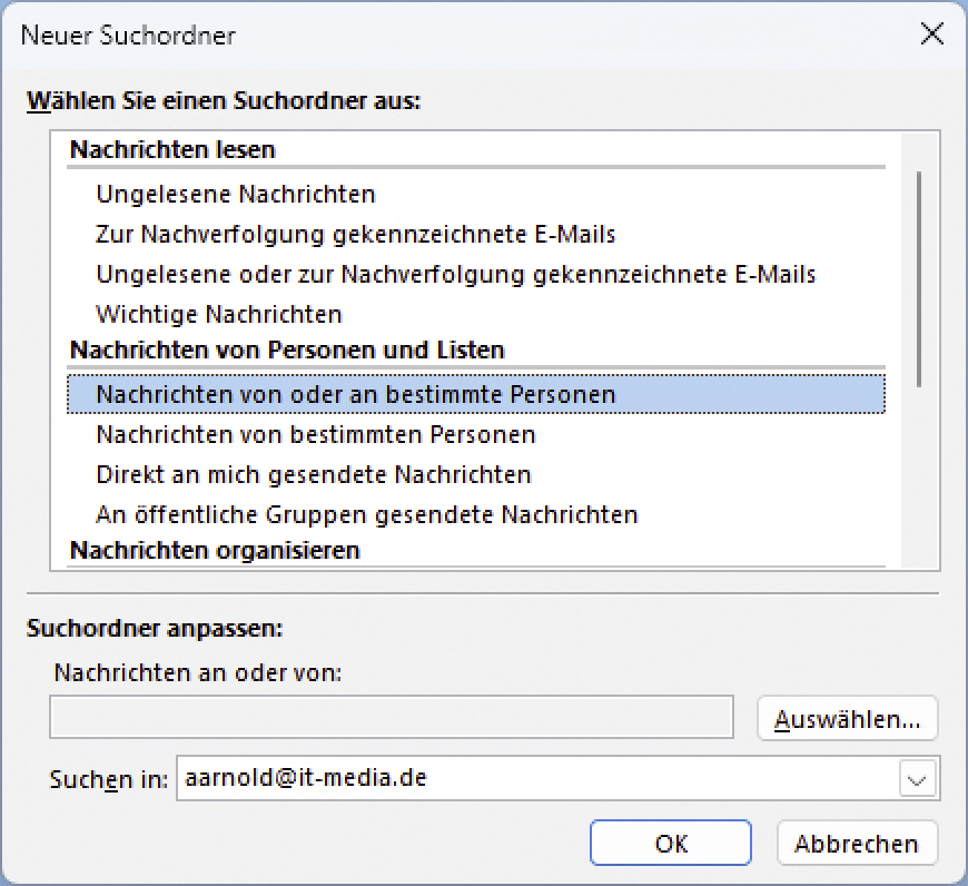 Outlook Suchordner