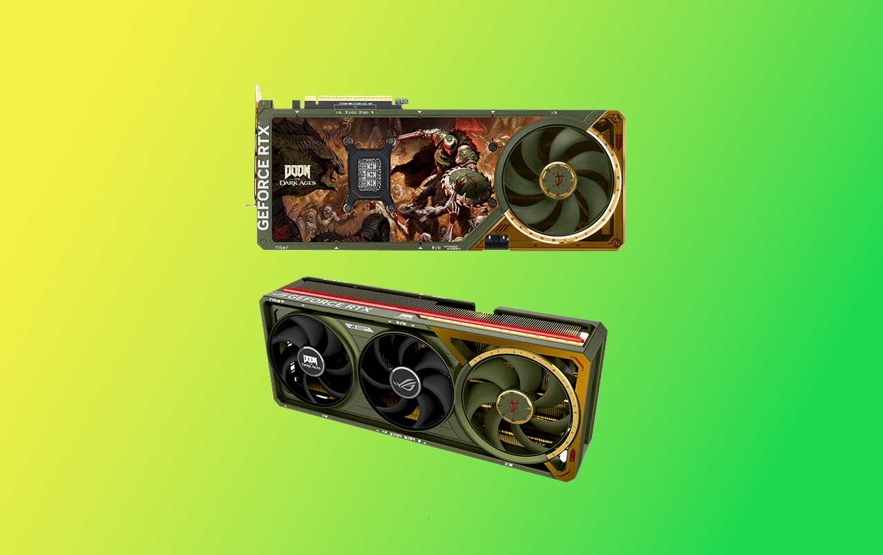 The ROG Astral RTX 5080 DOOM Edition GPU.