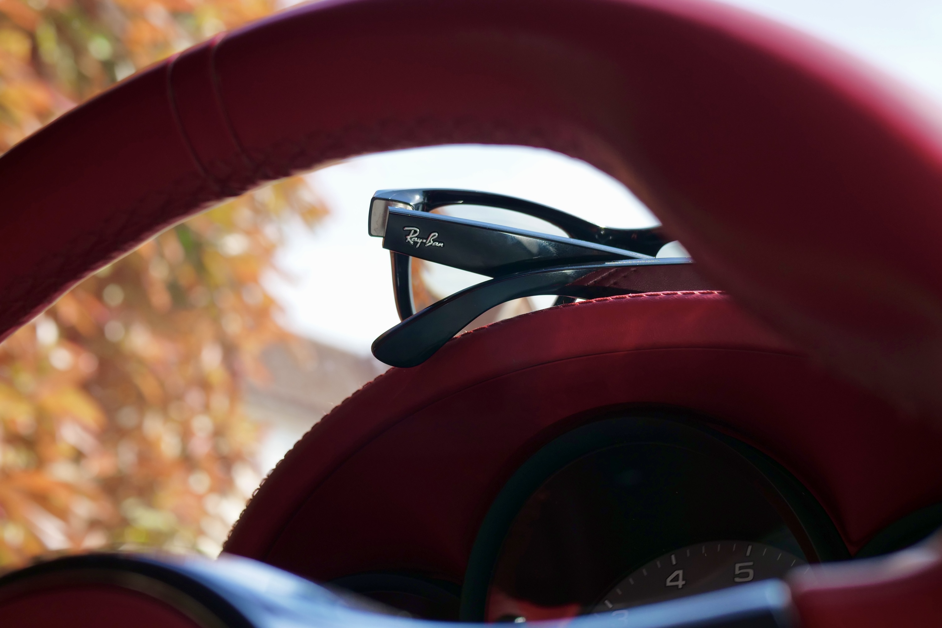 alt text: Close-up of the Ray-Ban Meta logo on the temple.