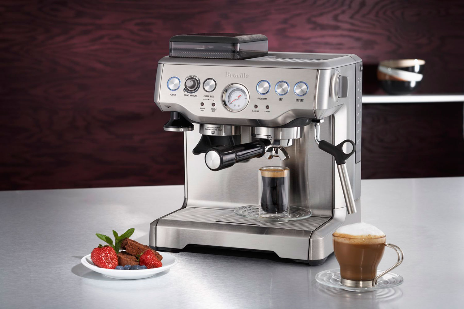 alt: The Breville Barista Express espresso machine.