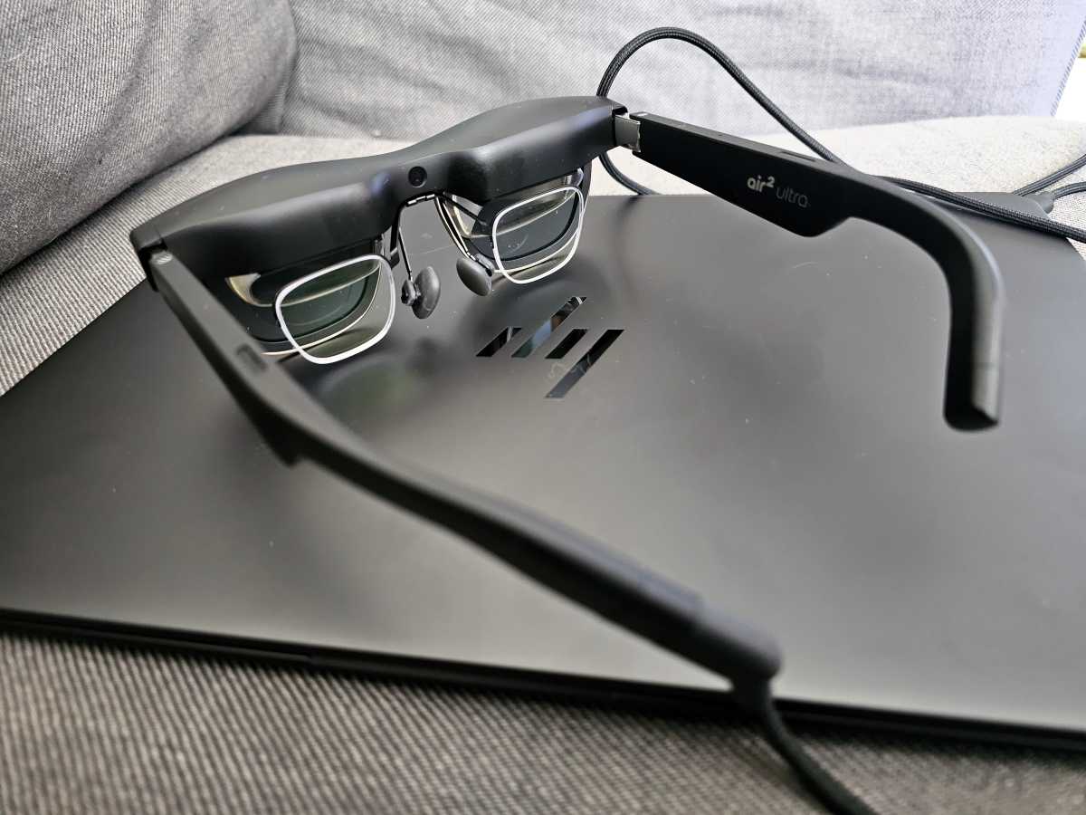 Sightful Spacetop primary Xreal glasses on laptop