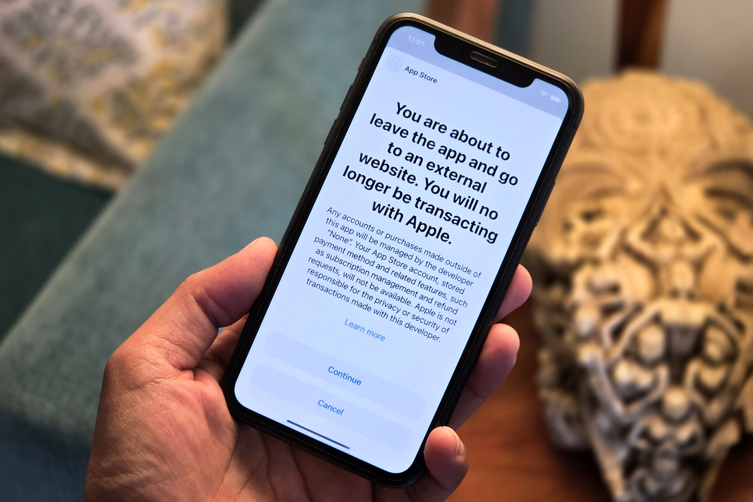 Apple iOS App iPhone scary screen warning for payments.