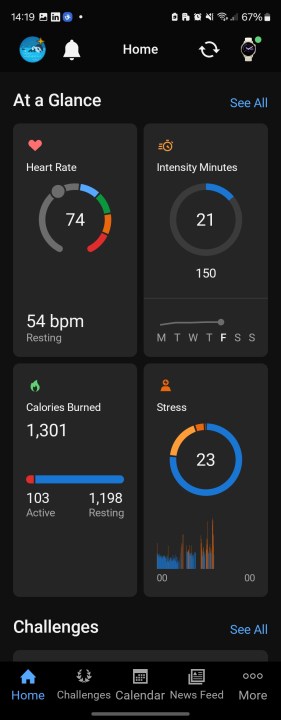 At A Glance in Garmin Connect.