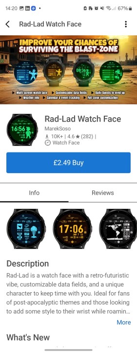 Buying a watch face in Connect IQ.