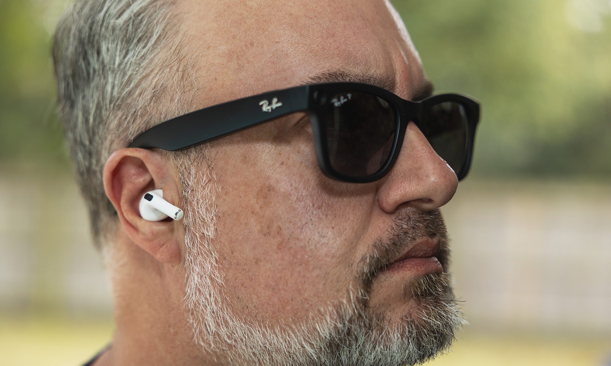 Phil Nickinson wearing AirPods Pro and Ray-Ban Meta smart glasses.