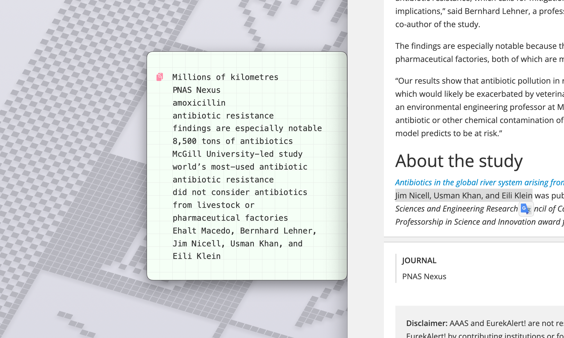Copypaste controls in the Antinote app for macOS.