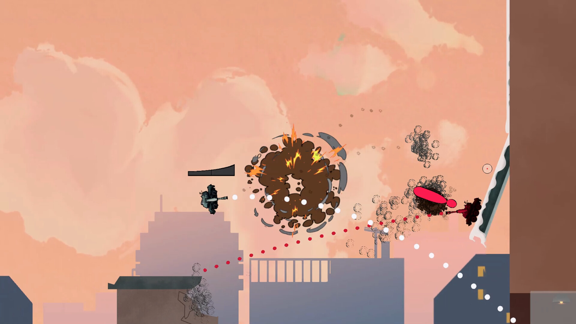 Tank using its cannon for propulsion in Tankazooka.