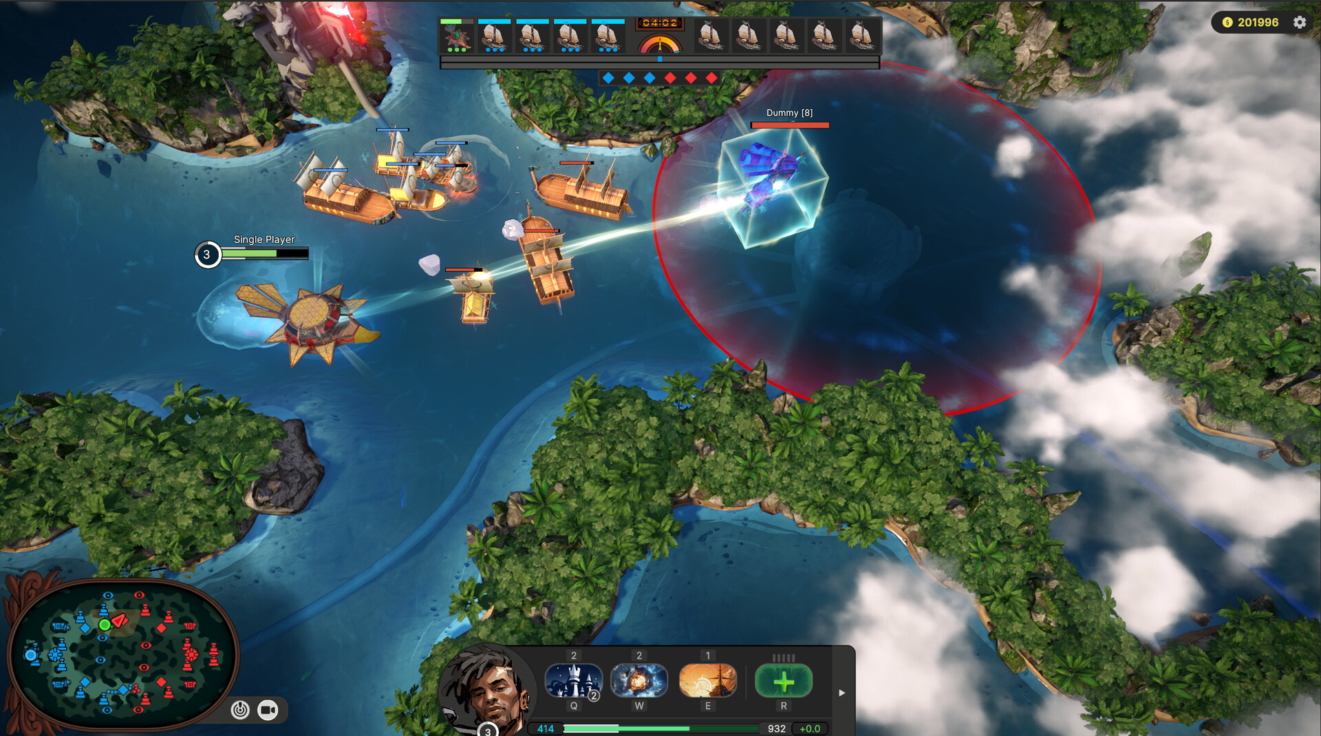 Battleships engaging in combat in the MOBA Sirocco.