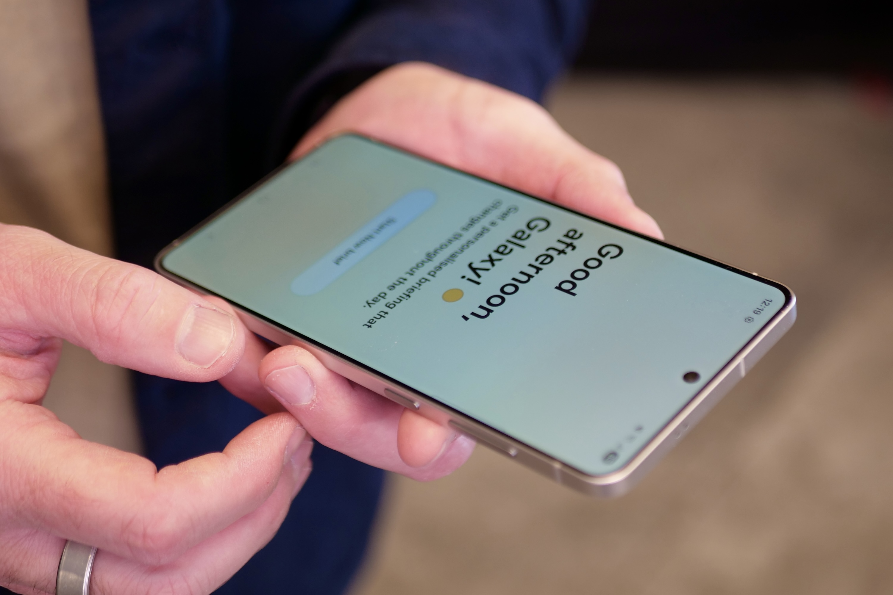 A person holding the Samsung Galaxy S25 Edge.