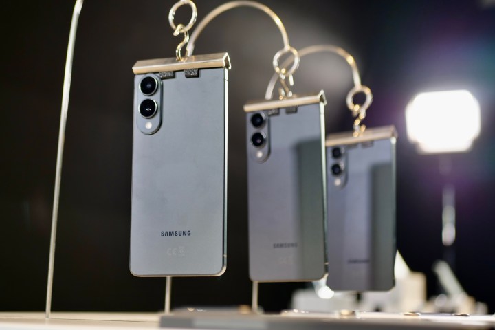 The Samsung Galaxy S25 Edge displayed on a retail stand.