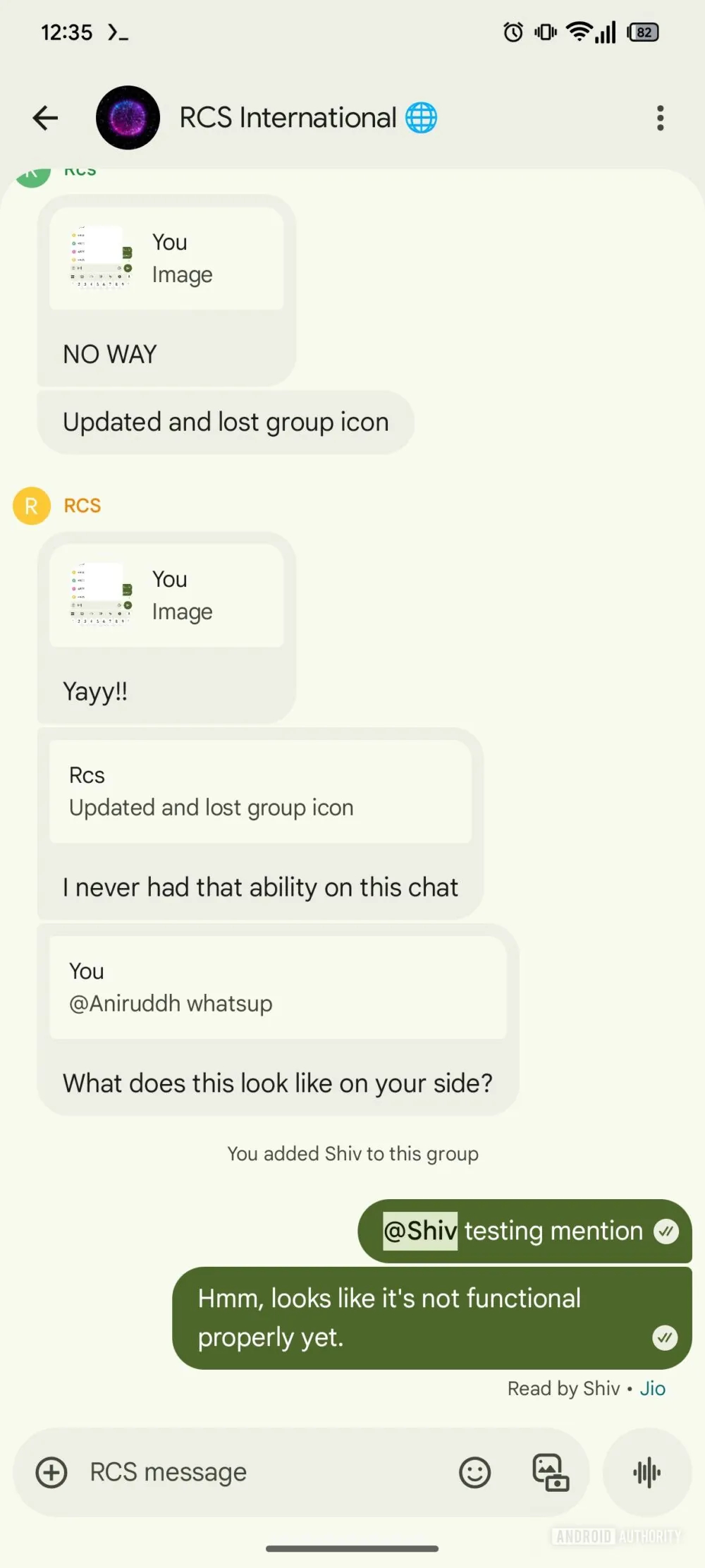 Google Messages Mentions UI
