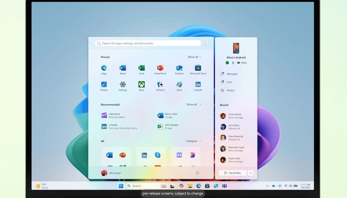 Microsoft Windows 11 Better Start Phone Link