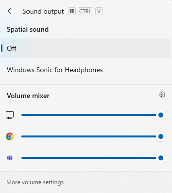 Windows volume mixer