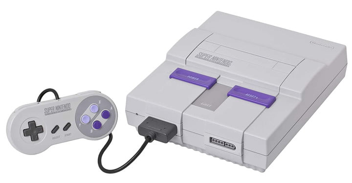 Super Nintendo Entertainment System and controller.