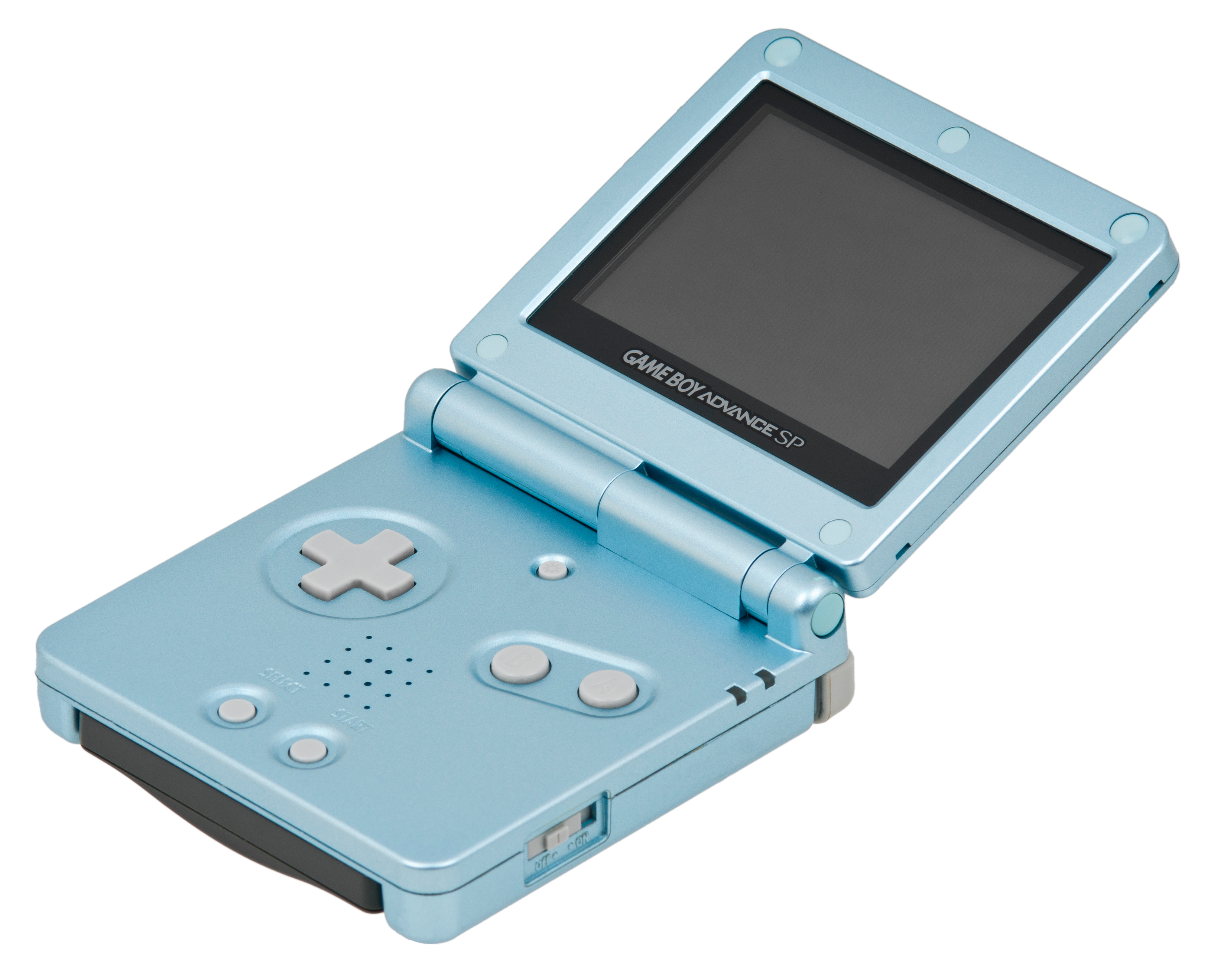 A teal GBA SP.